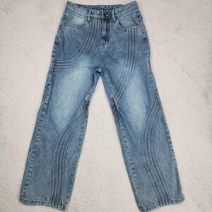 SUMWON Jeans Womens XS 27 Light Wash High Rise Relaxed Straight Distressed Denim